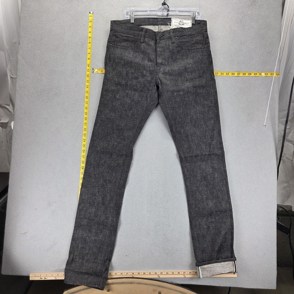 Rogue Territory Jeans Mens 32x38 Black Selvedge SK Skinny Made in USA Charcoal